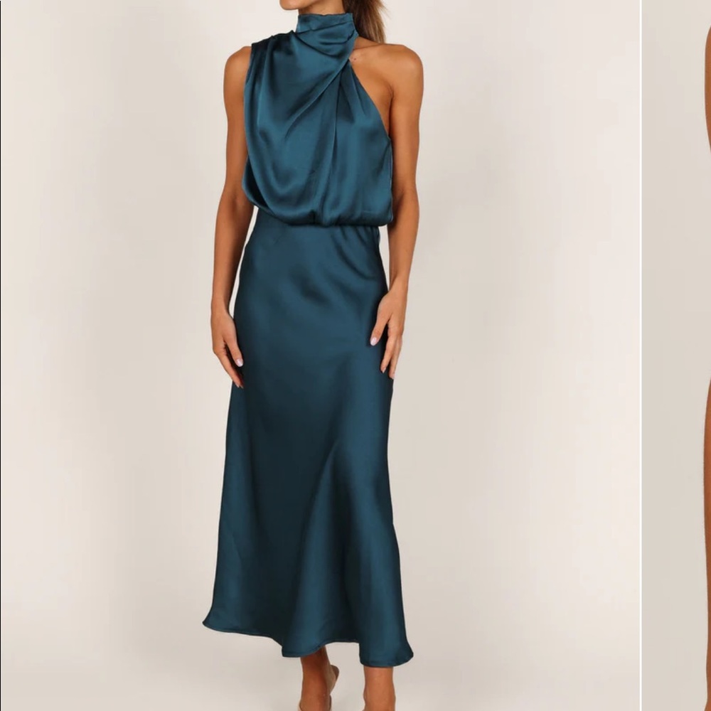 Petal and pup ANABELLE HALTER NECK MAXI DRESS - TEAL